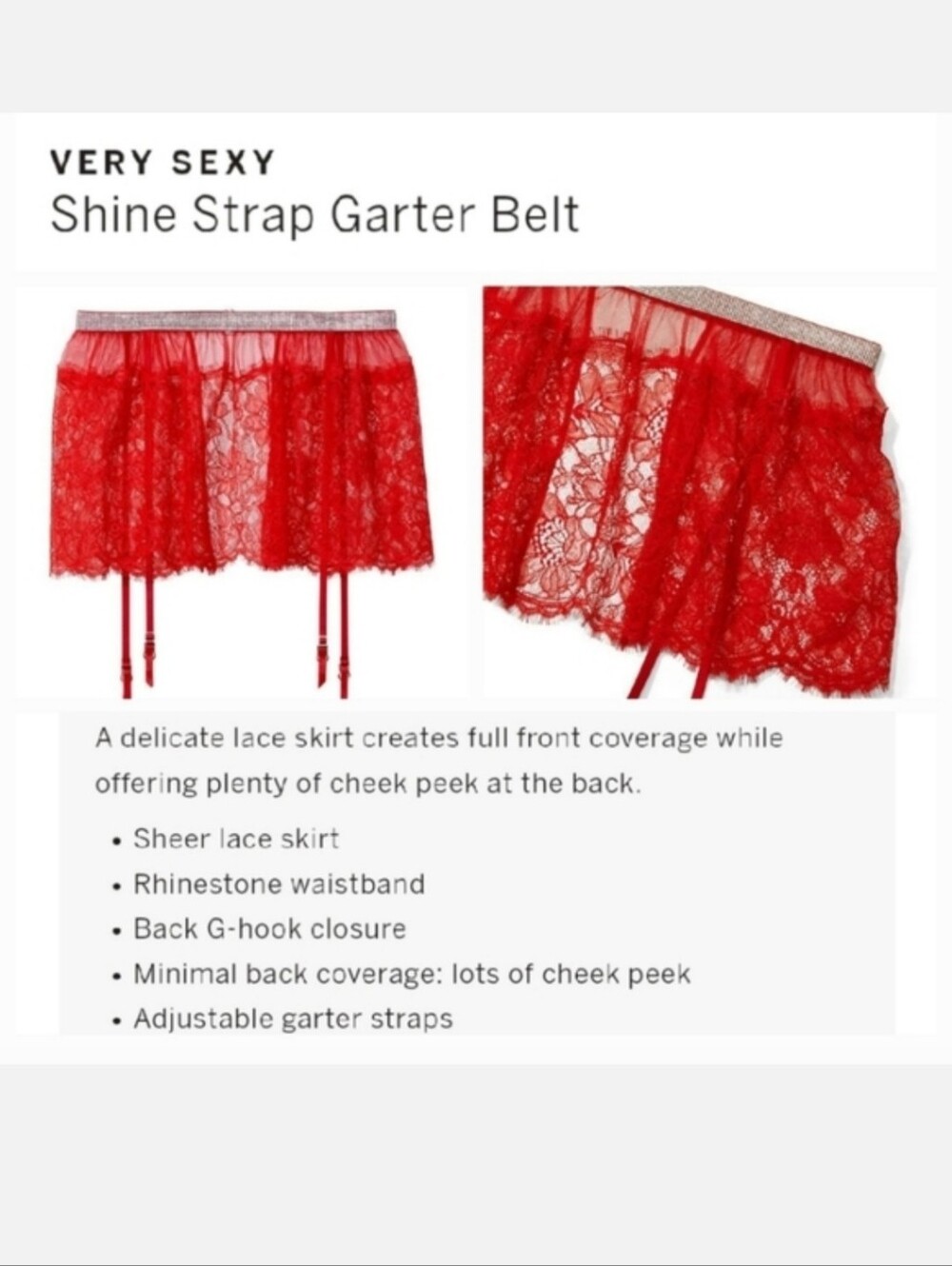 Victoria's secret very sexy shine strap lace skirt garter belt MEDIUM LARGE